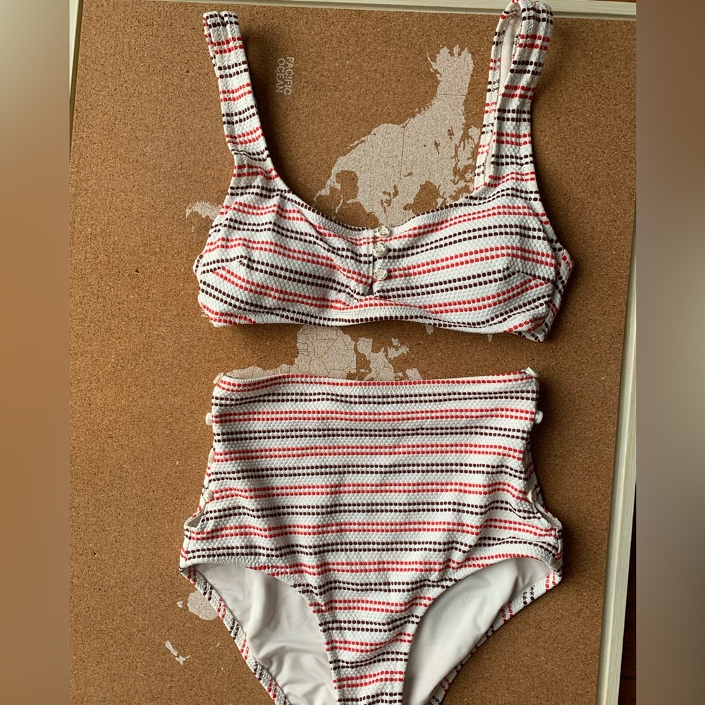 AE Striped High Waist Bikini XS - Picture 2 of 2